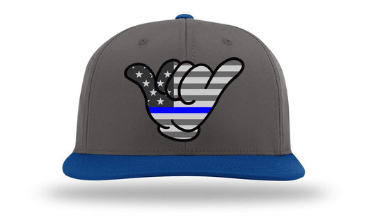 USA Blacked Out Flag Blue Thin Line Hat PTS30 Charcoal/Royal Blue