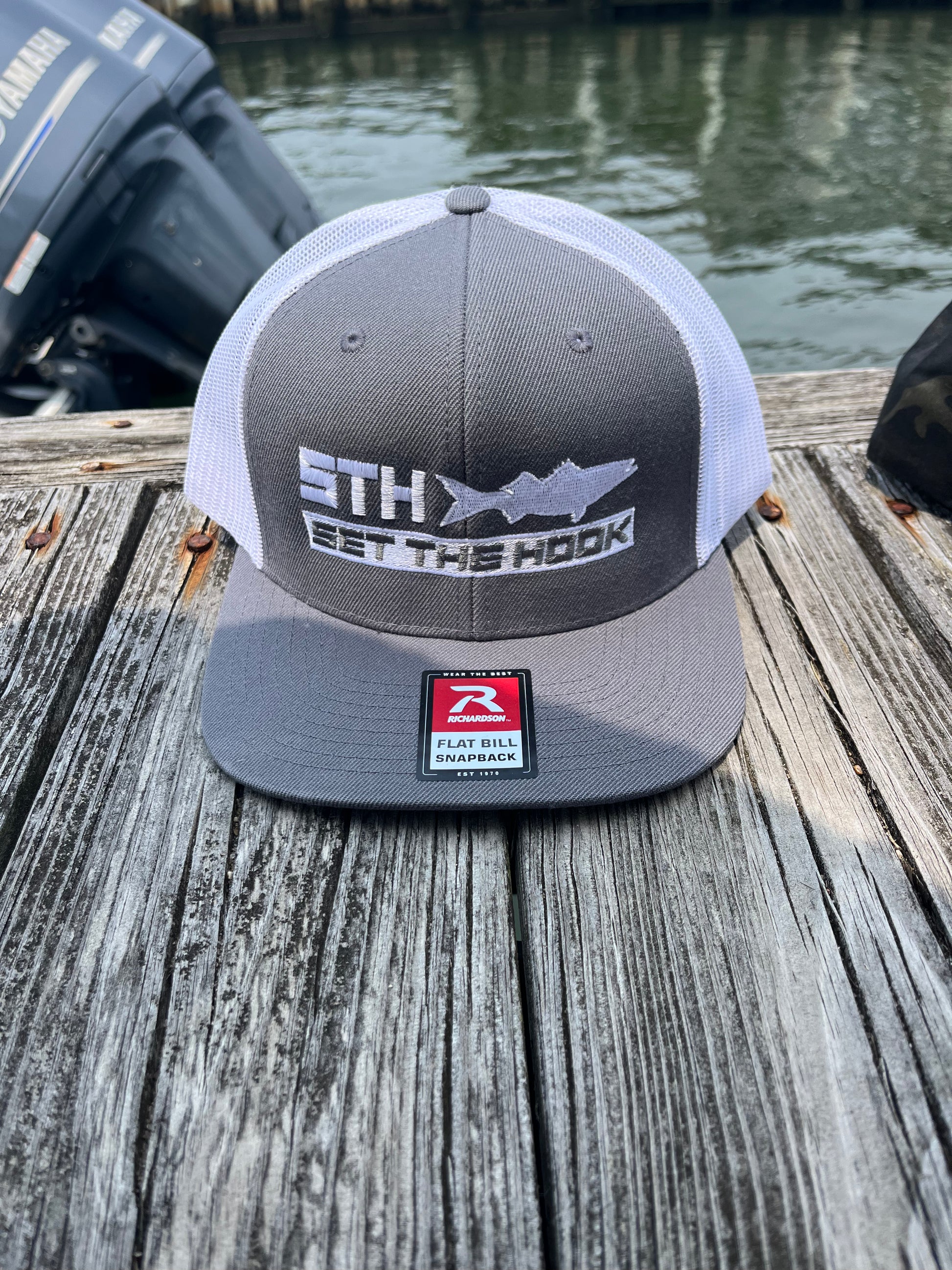 Fish Hook Snapback Baseball Cap - heather gray - Available in all sizes | Fishing Hook